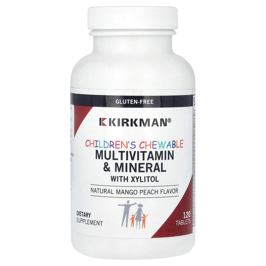 Kirkman Labs, Children's Chewable MultiVitamin & Mineral with Xylitol, Natural Mango Peach, 120 Tablets - Image 1