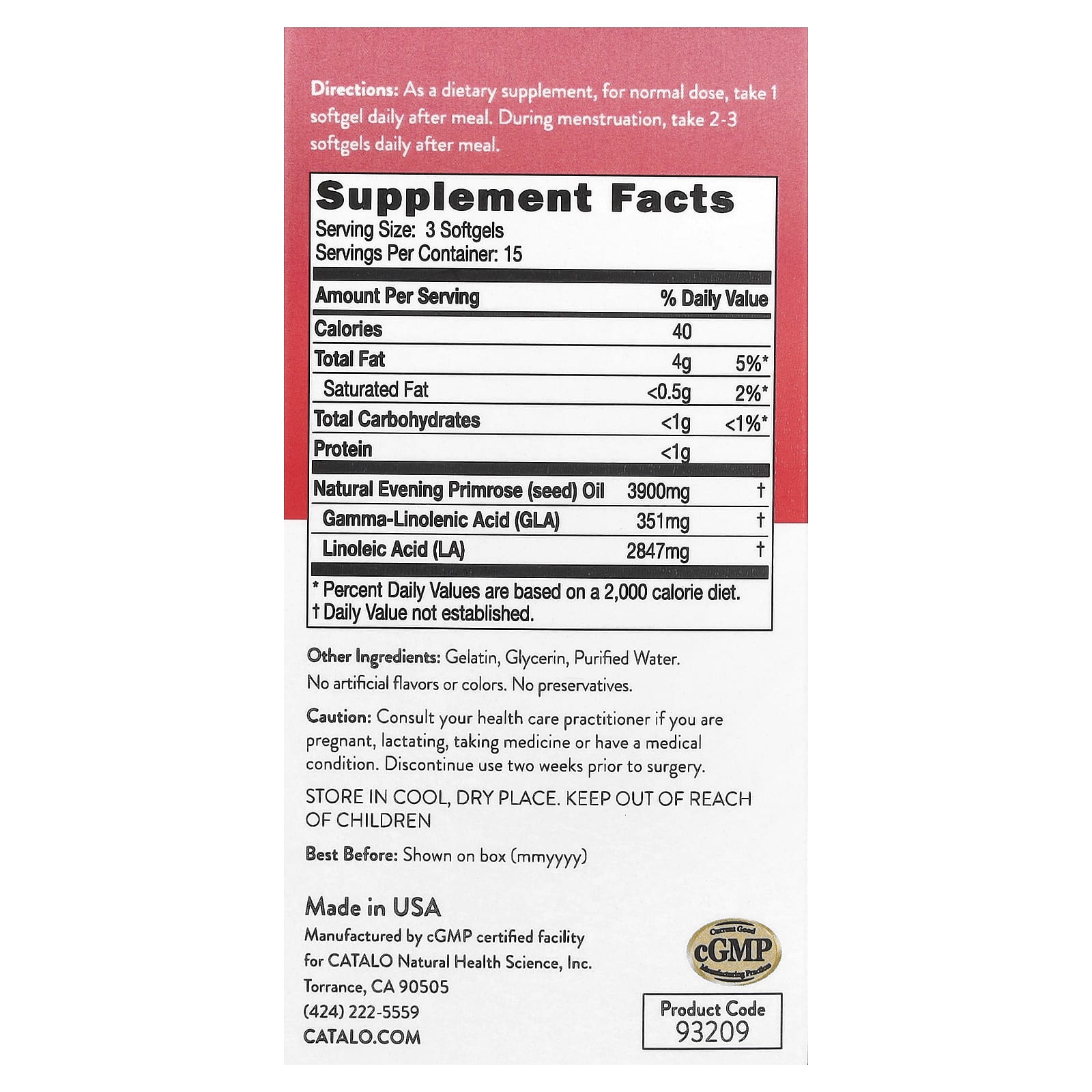 CATALO, Women's Evening Primrose Oil, Extra Strength, 45 Softgels