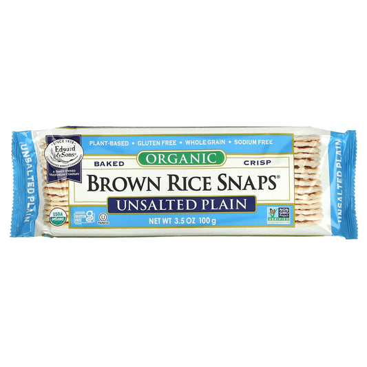 Edward & Sons Organic Baked Brown Rice Snaps, Unsalted Plain, 3.5 oz - Image 1