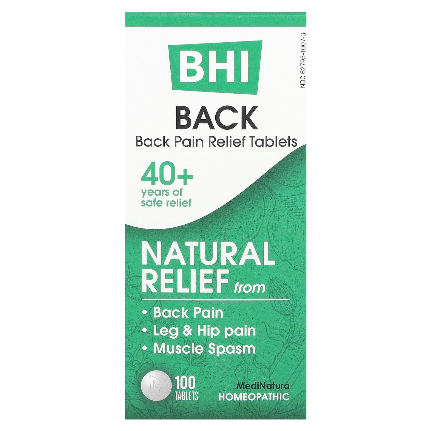 MediNatura, BHI, Back Pain Relief Tables, 100 Tablets - Image 1