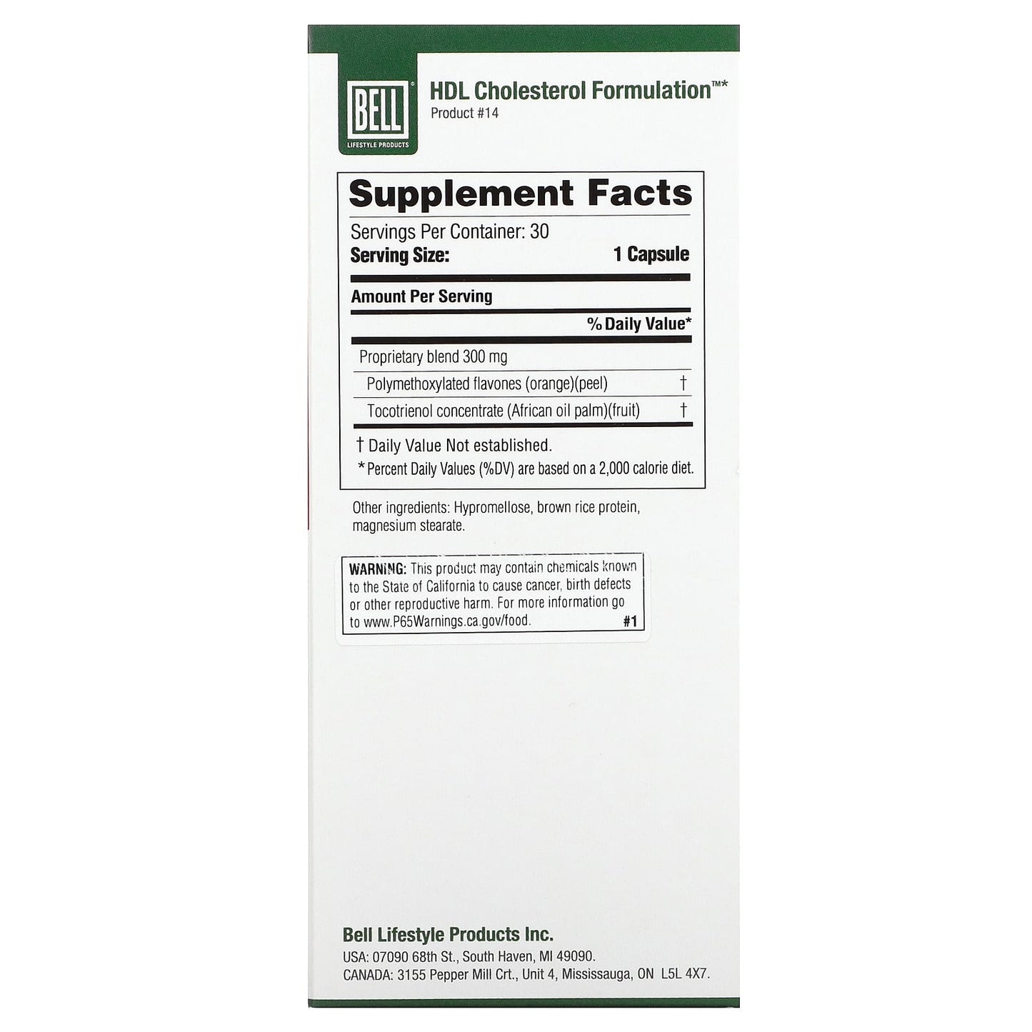 Bell Lifestyle HDL Cholesterol Support, 30 Veggie Capsules - Image 2