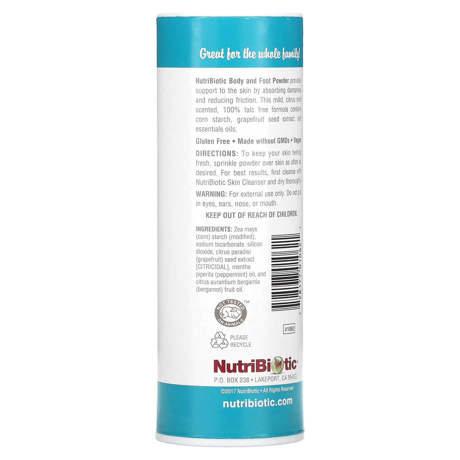 NutriBiotic, Body & Foot Powder with Grapefruit Seed Extract & Essential Oils, Citrus Mint, 4 oz (113 g) - Image 2