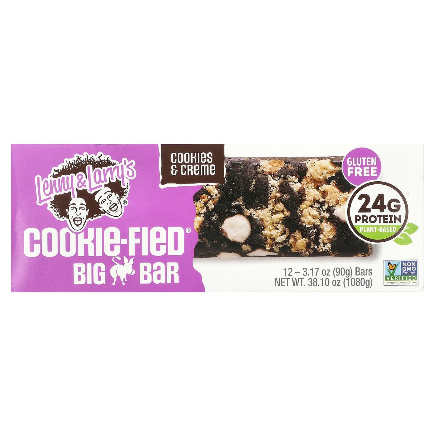 Lenny & Larry's, Cookie-Fied® Big Bar, Cookies & Creme, 12 Bars, 3.17 oz (90 g) Each - Image 1