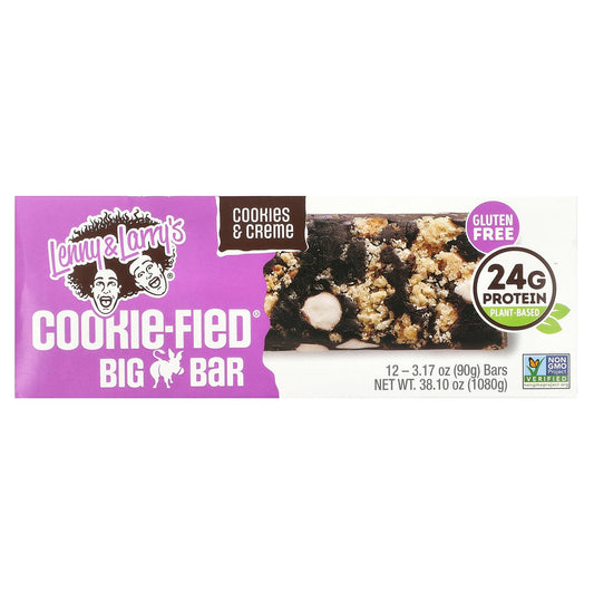 Lenny & Larry's, Cookie-Fied® Big Bar, Cookies & Creme, 12 Bars, 3.17 oz (90 g) Each - Image 1