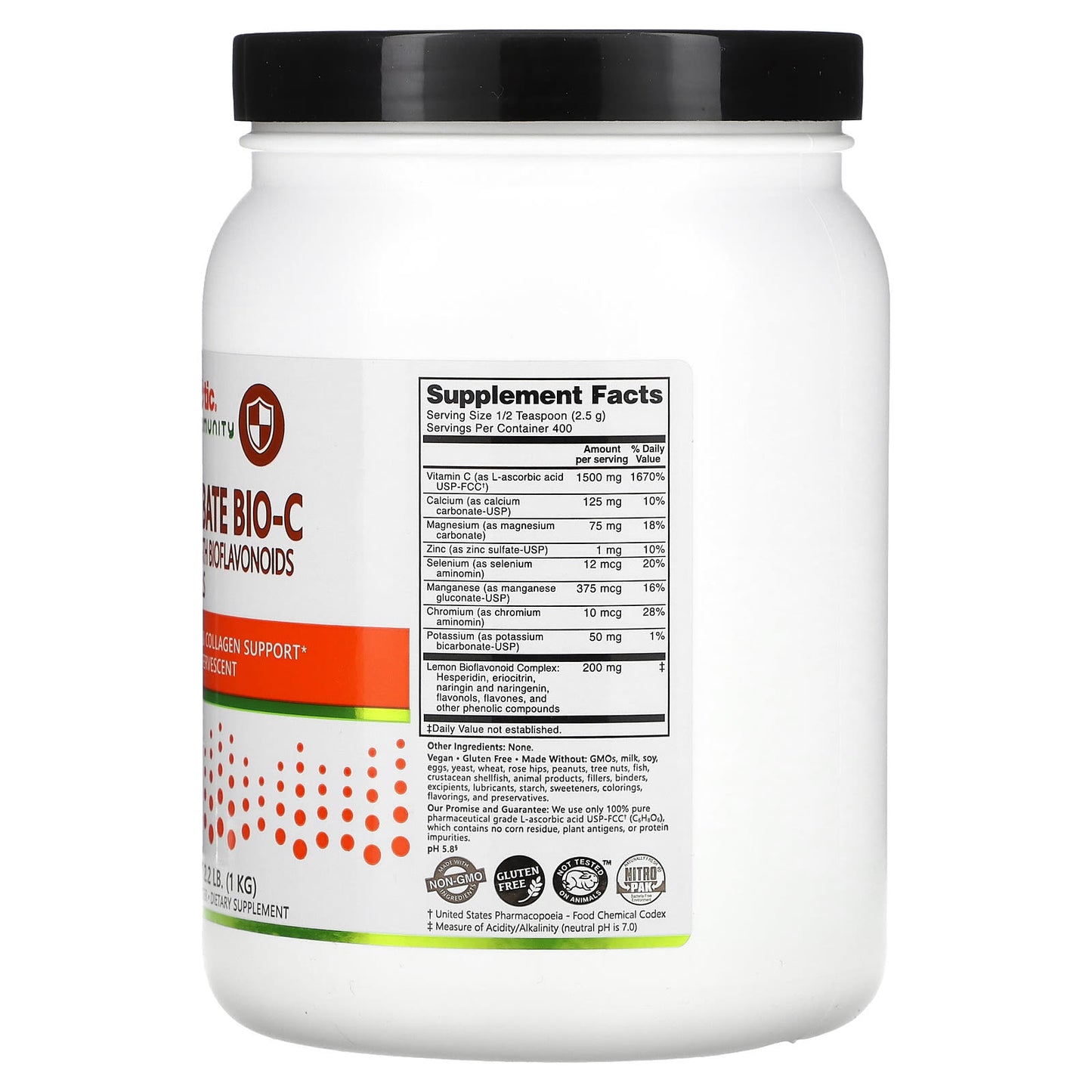 NutriBiotic, Immunity, Ascorbate Bio-C, Vitamin C with Bioflavonoids and Minerals, 2.2 lb (1 kg) - Image 2
