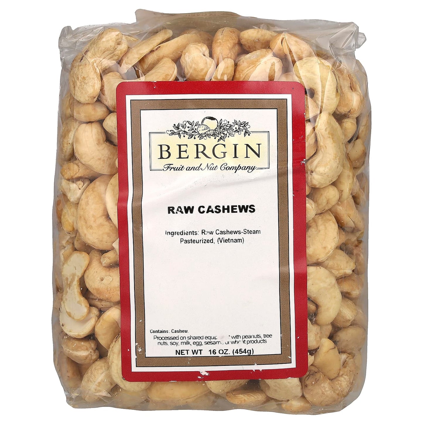 Raw Cashews by Bergin Fruit and Nut Company, 16 oz (454g) - Image 1