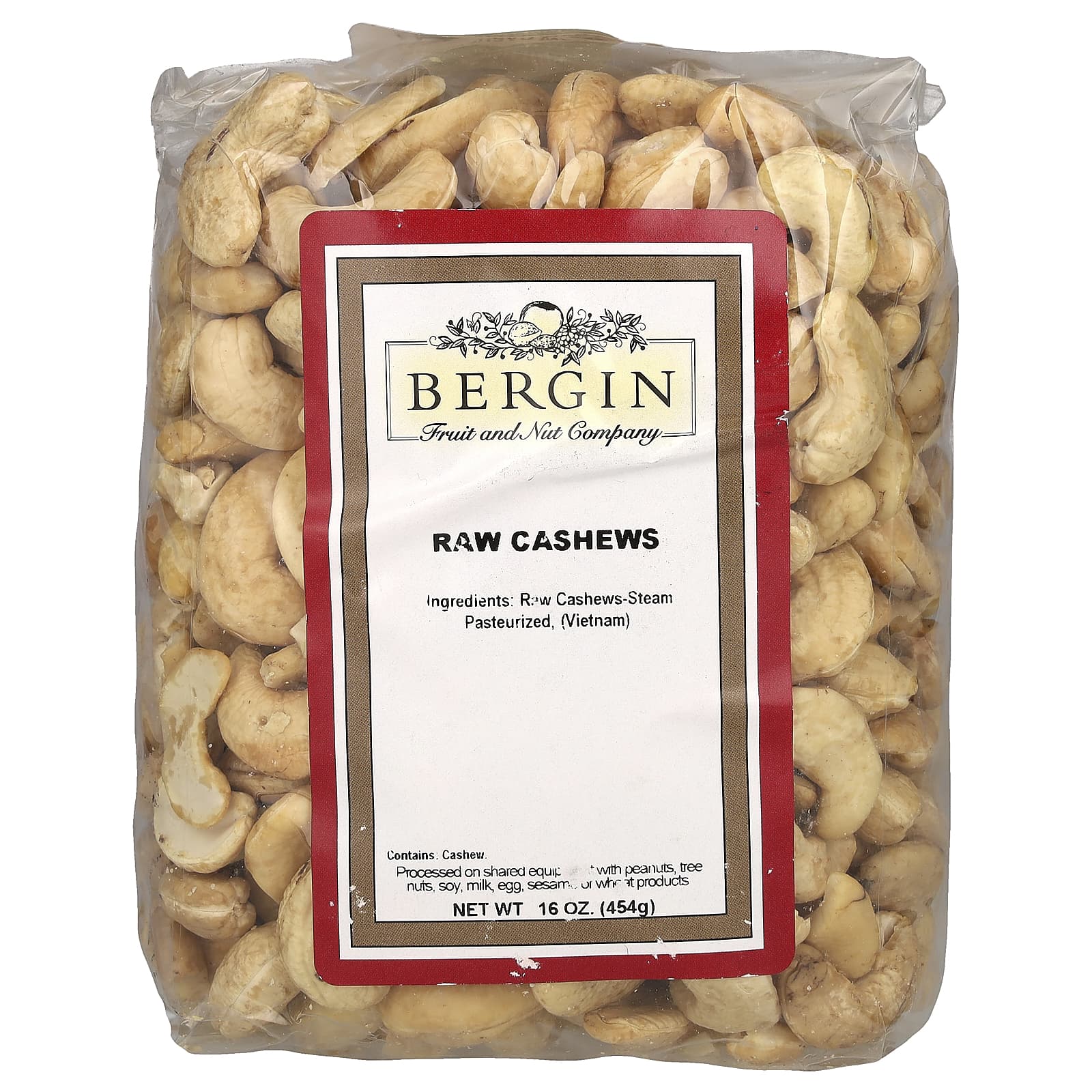 Raw Cashews by Bergin Fruit and Nut Company, 16 oz (454g) - Image 1