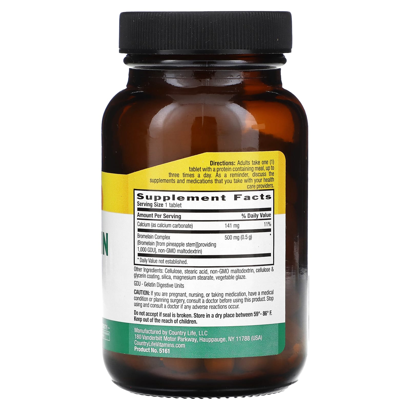 Country Life Triple Strength Bromelain 60 Tablets - Digestive Enzyme Supplement - Image 2