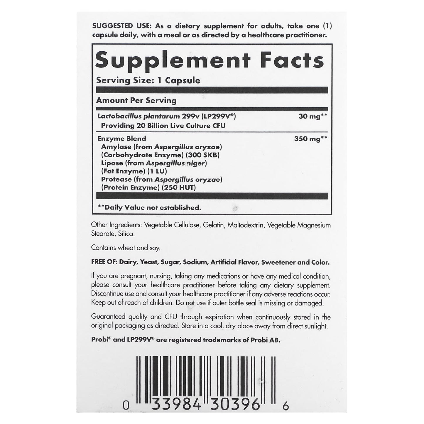 Solgar, Probi Plus Enzyme, Probiotic Enzyme Complex, 20 Billion CFUs, 30 Capsules - Image 2