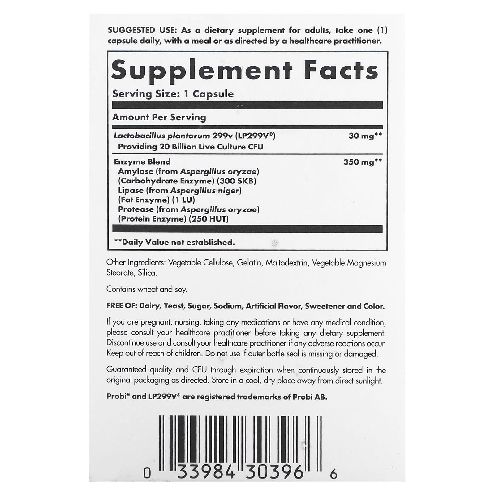 Solgar, Probi Plus Enzyme, Probiotic Enzyme Complex, 20 Billion CFUs, 30 Capsules - Image 2