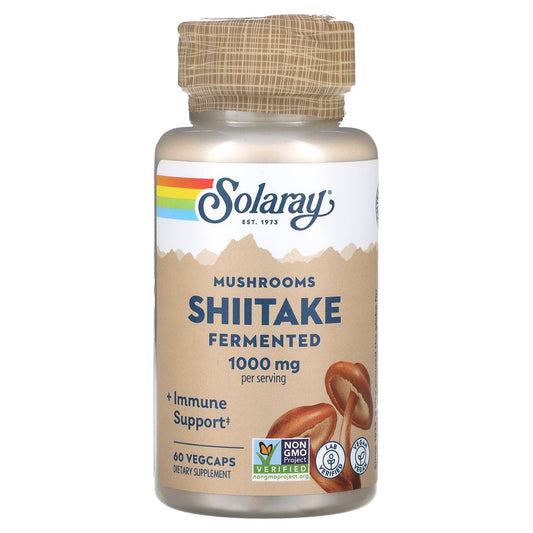 Solaray, Fermented Shiitake Mushrooms, 60 VegCaps (500 mg per Capsule) - Image 1