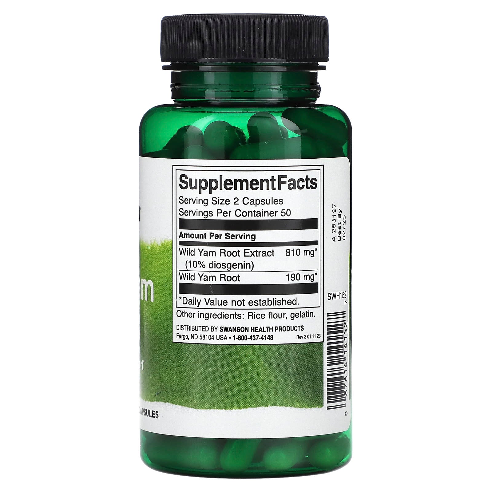 Swanson, Wild Yam Root, 100 Capsules - Image 2