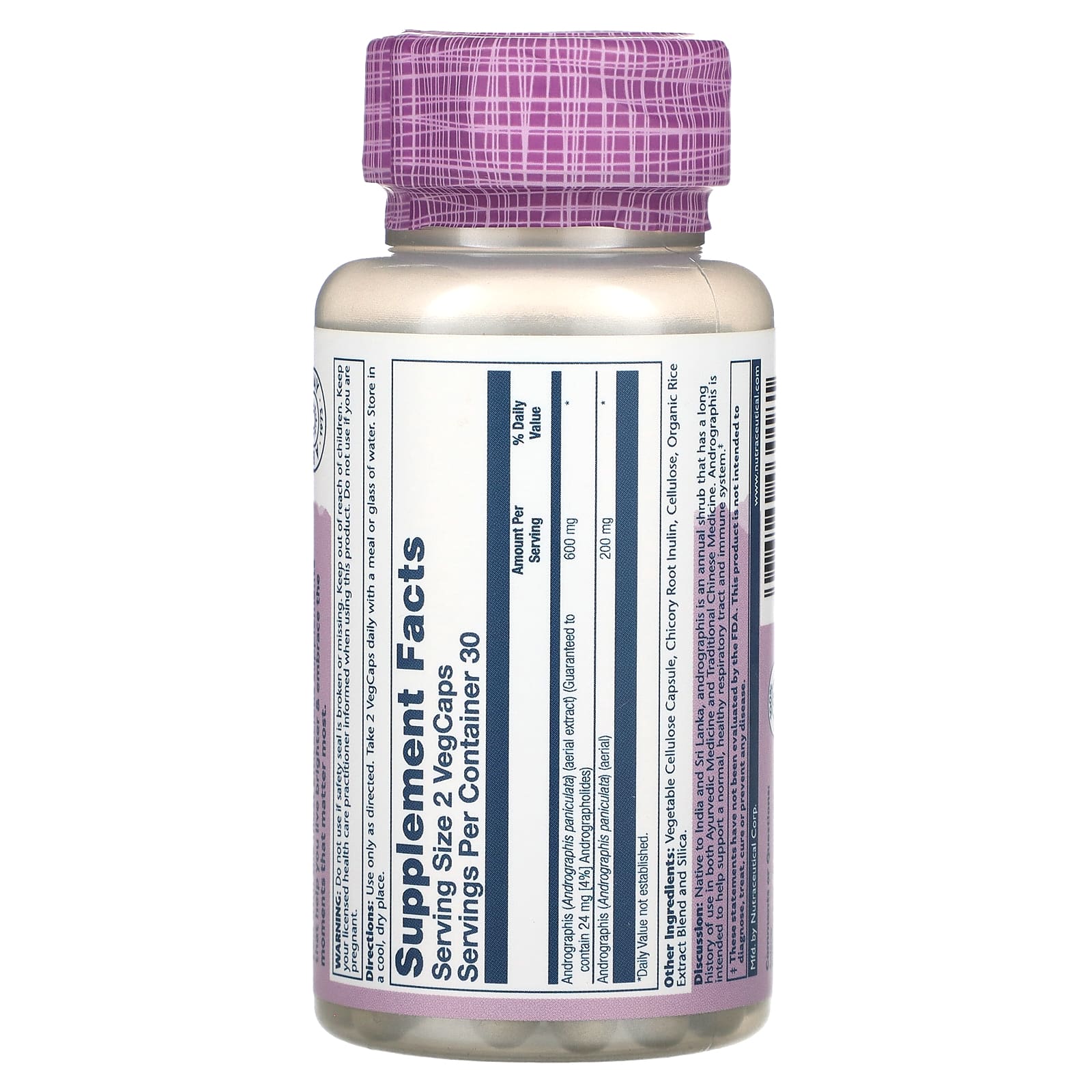 Solaray, Vital Extracts, Andrographis, 60 VegCaps - Image 2