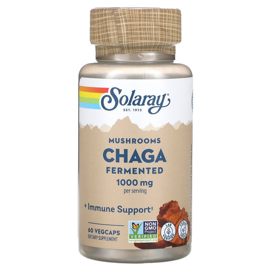 Solaray, Fermented Chaga Mushrooms, 60 VegCaps (500 mg per Capsule) - Image 1