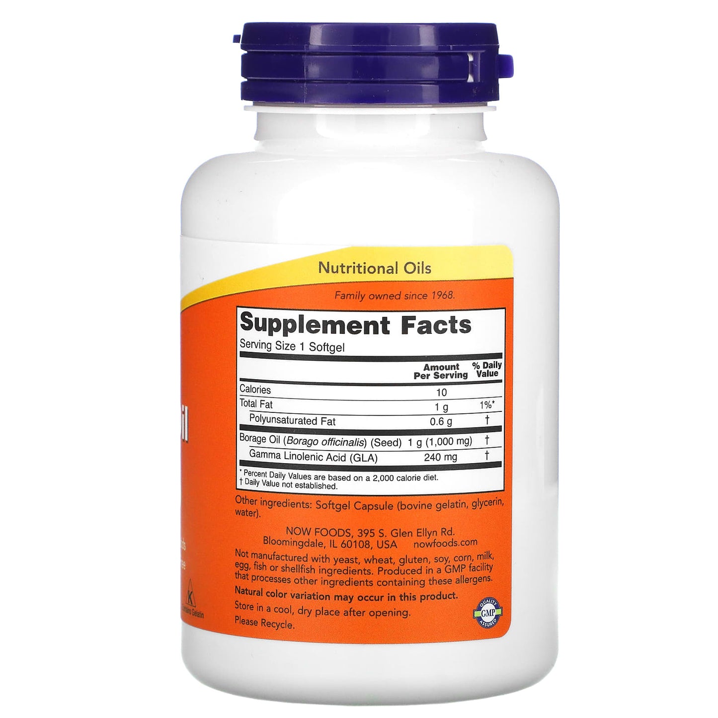 NOW Foods, Borage Oil, Concentration GLA , 1,000 mg, 120 Softgels - Image 2