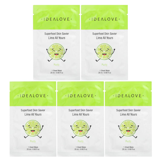 Lime Skin Detox & Brightening 5-Panel Sheet Mask Set - Idealove - Image 1