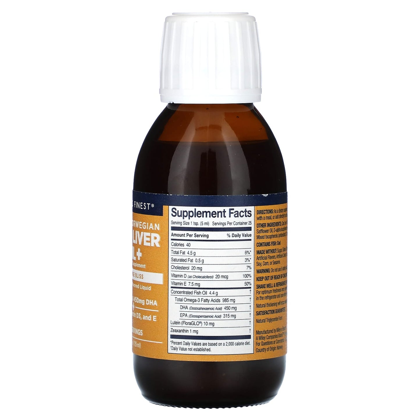 Wiley's Finest, Wild Norwegian Cod Liver Oil +, Orange Bliss, 4.23 fl oz (125 ml) - Image 2