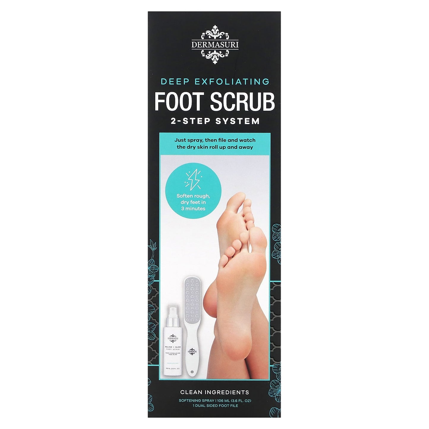 Dermasuri 2-Step Foot Scrub System for Soft, Sandal-Ready Feet - Image 1
