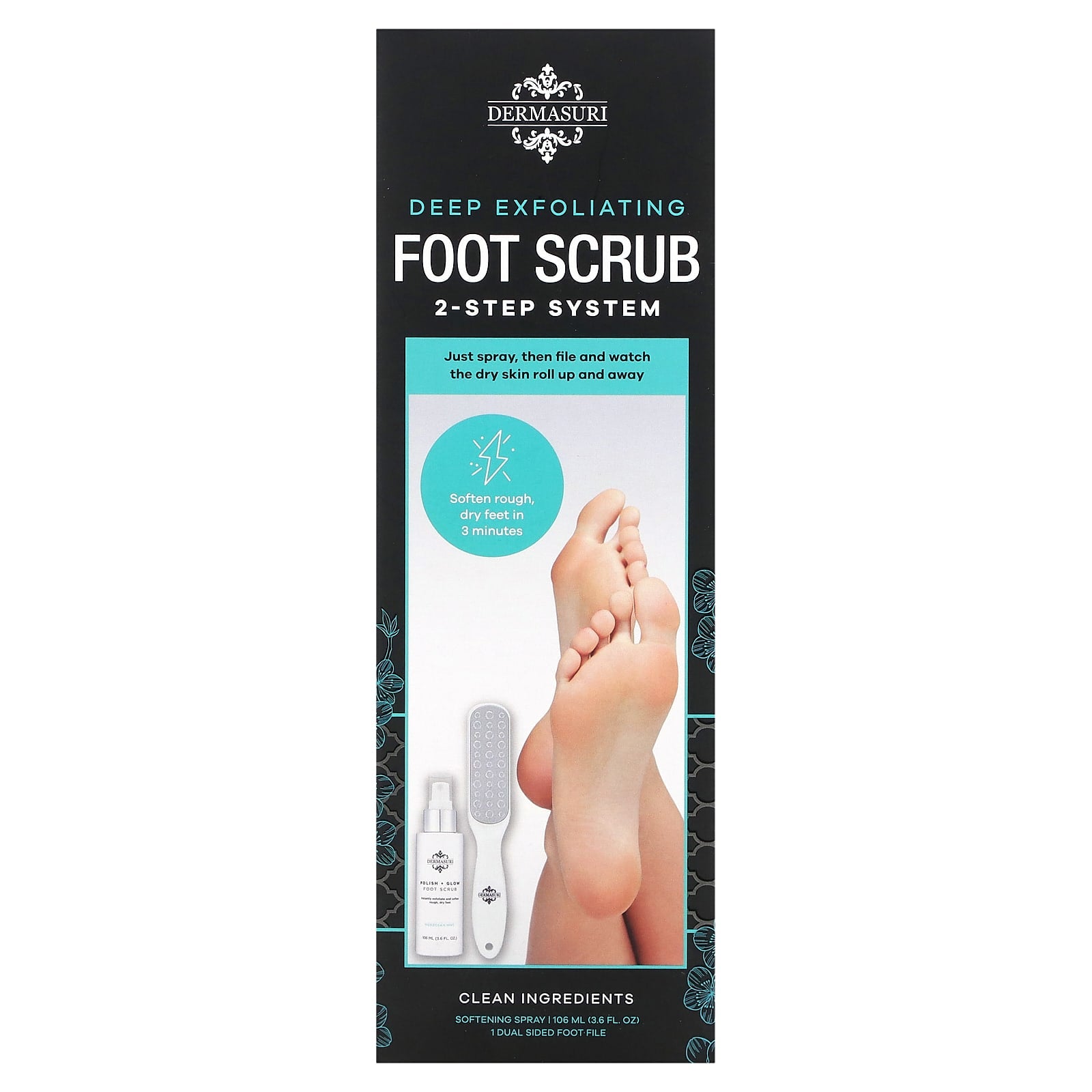 Dermasuri 2-Step Foot Scrub System for Soft, Sandal-Ready Feet - Image 1