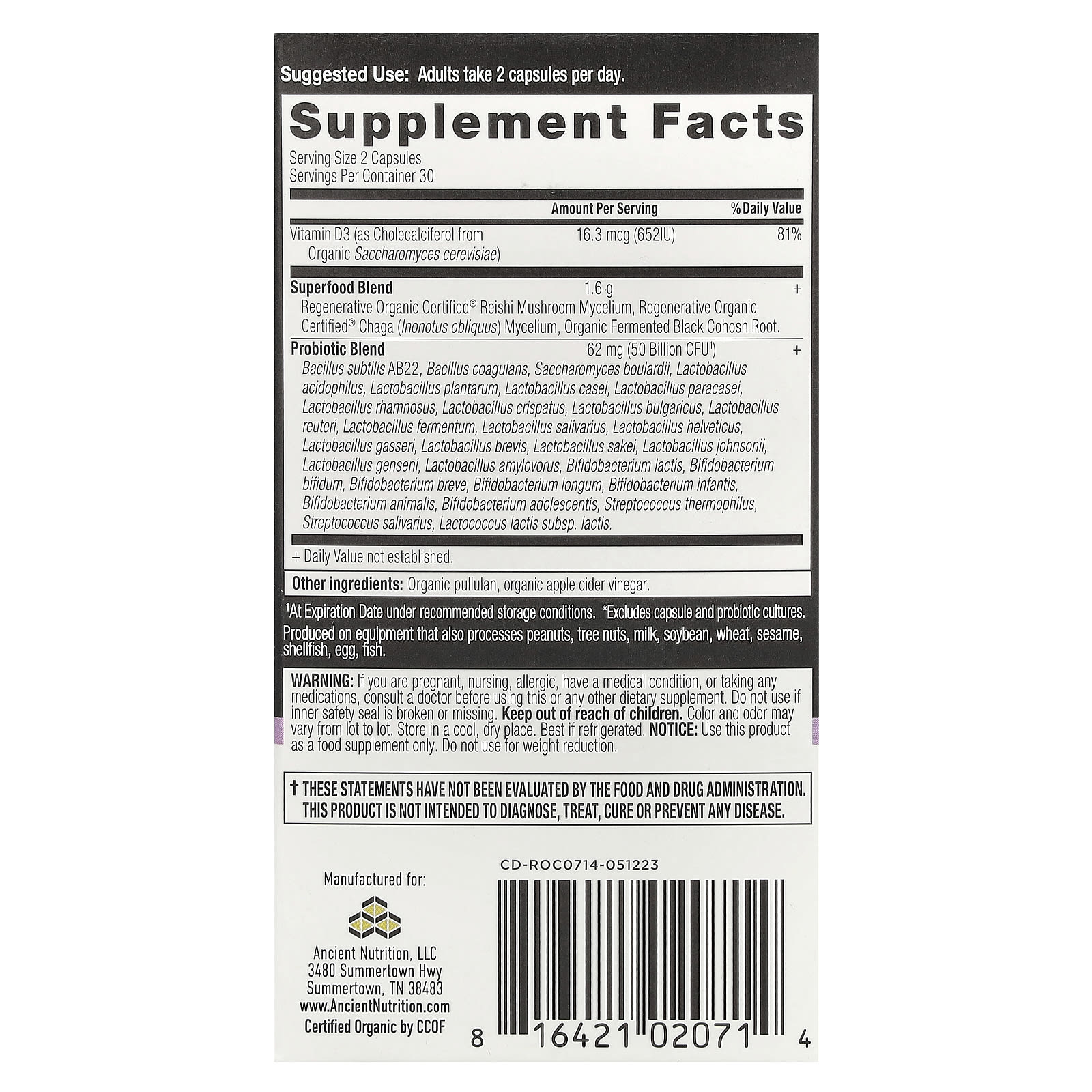 Menopause Support Probiotics by Ancient Nutrition | 50 Billion CFU | 60 Capsules - Image 2