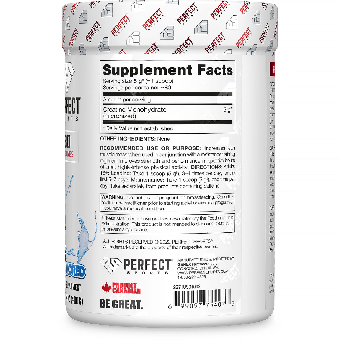 PERFECT Sports, Creatine, Unflavored, 14 oz (400 g) - Image 2