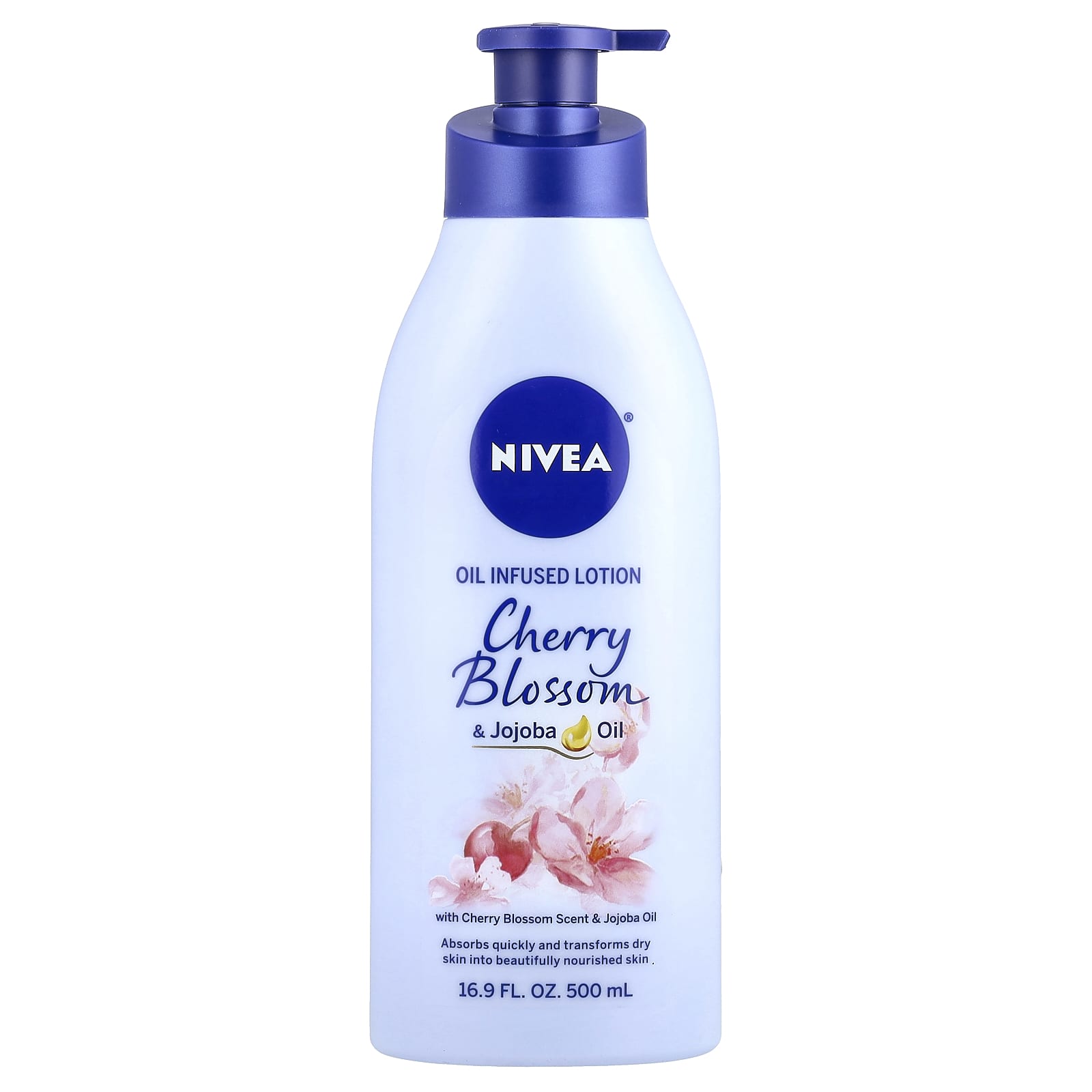 Nivea, Oil Infused Lotion, Cherry Blossom & Jojoba Oil, 16.9 fl oz (500 ml) - Image 1