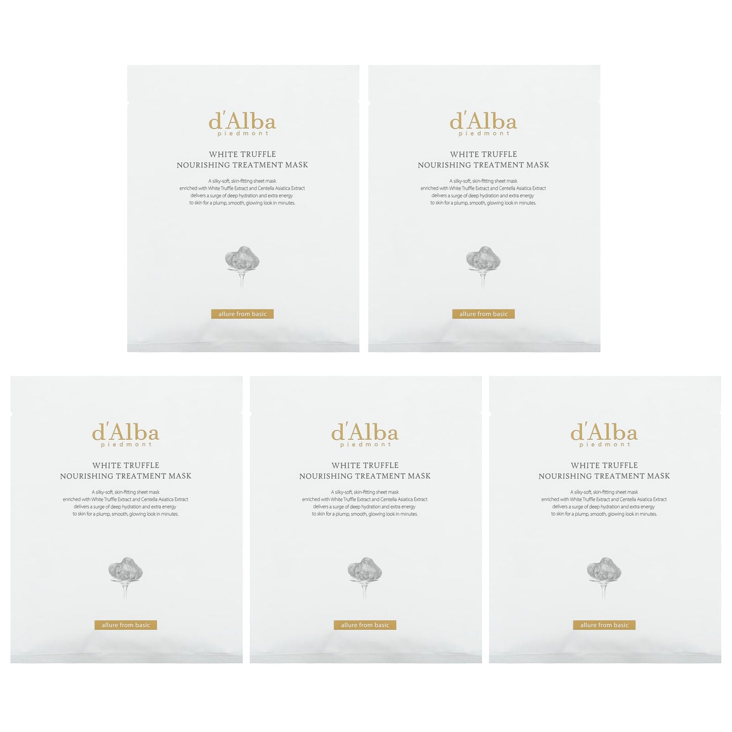 White Truffle Nourishing Treatment Mask by d'Alba (5 Sheet Masks, 0.84 fl oz) - Image 1
