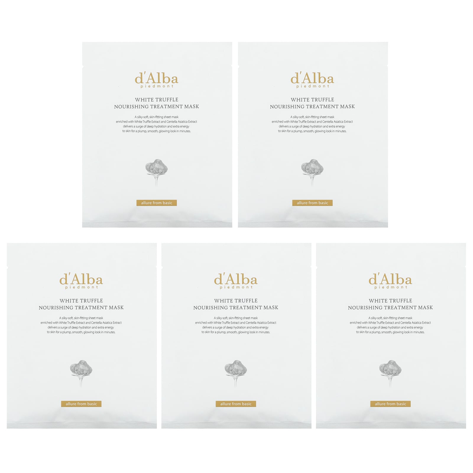 White Truffle Nourishing Treatment Mask by d'Alba (5 Sheet Masks, 0.84 fl oz) - Image 1