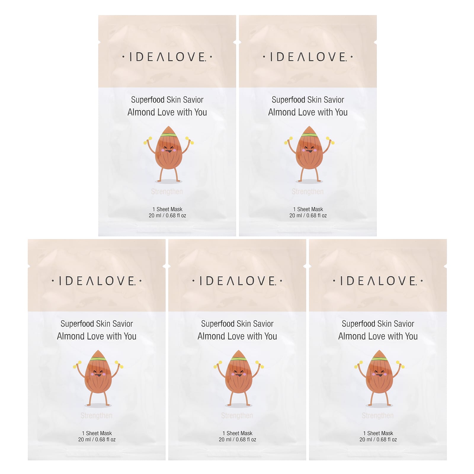 Sweet Almond Skin Savior Sheet Masks | 5-Piece Set | Idealove - Image 1
