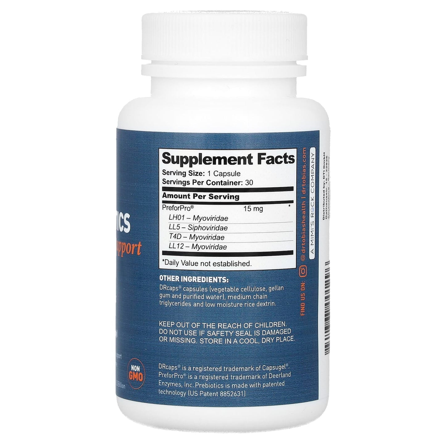 Dr. Tobias Advanced Prebiotics for Healthy Digestion, 30 Capsules - Image 2