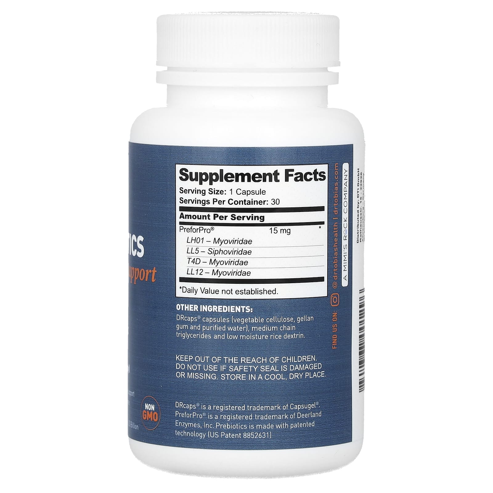 Dr. Tobias Advanced Prebiotics for Healthy Digestion, 30 Capsules - Image 2