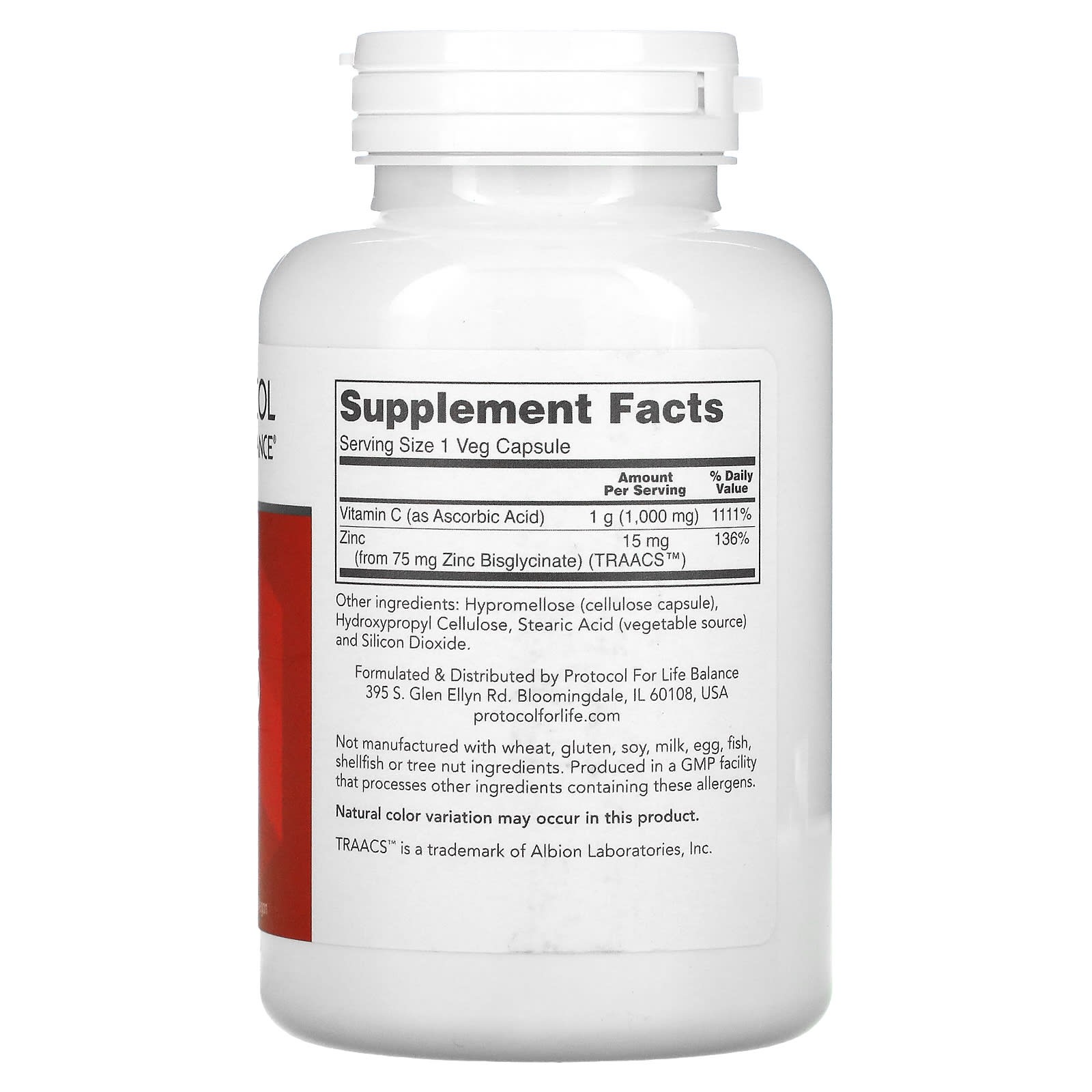 Protocol for Life Balance, C-1000 + Zinc-15, 120 Veg Capsules - Image 2