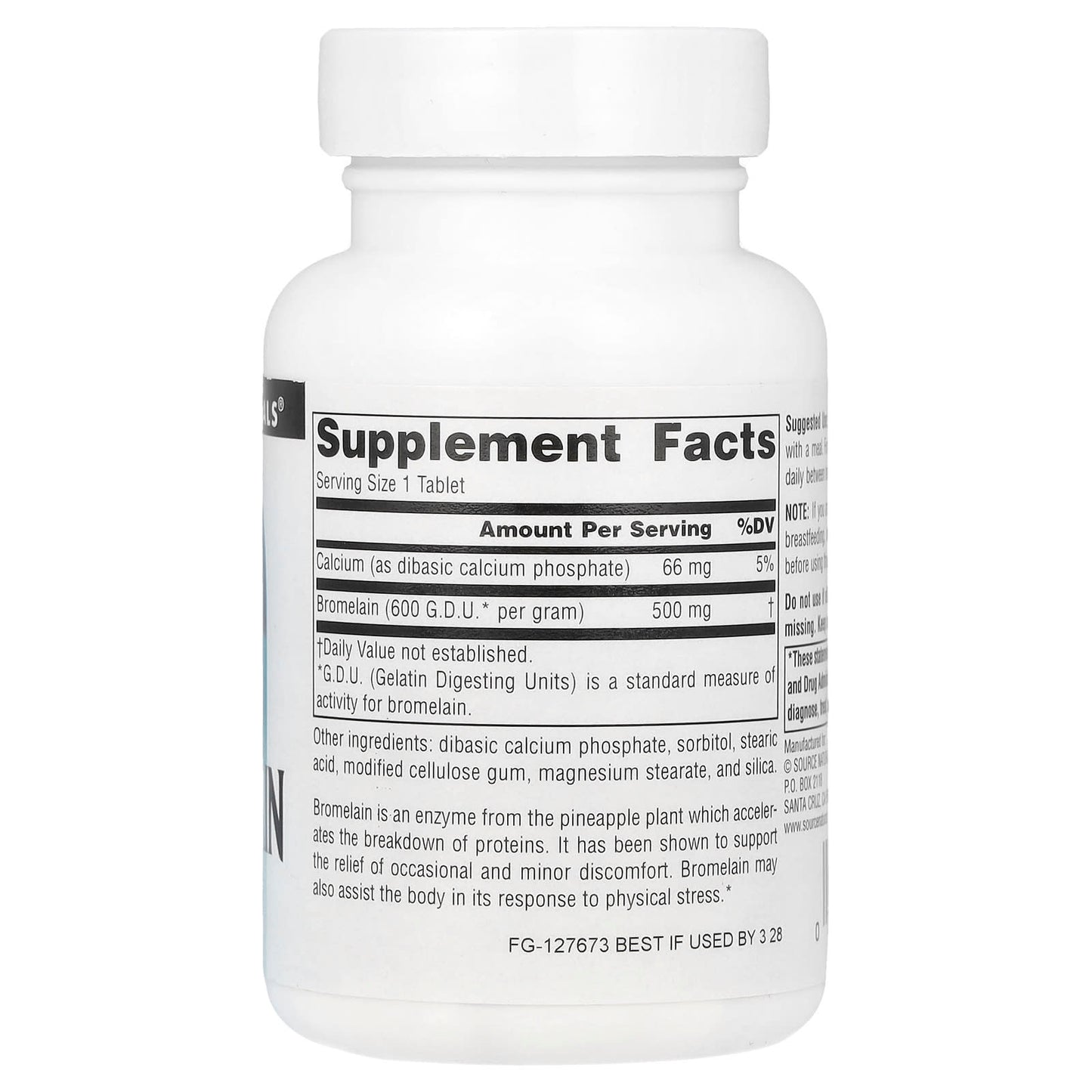 Source Naturals, Bromelain 600 GDU/g, 60 Tablets - Image 2