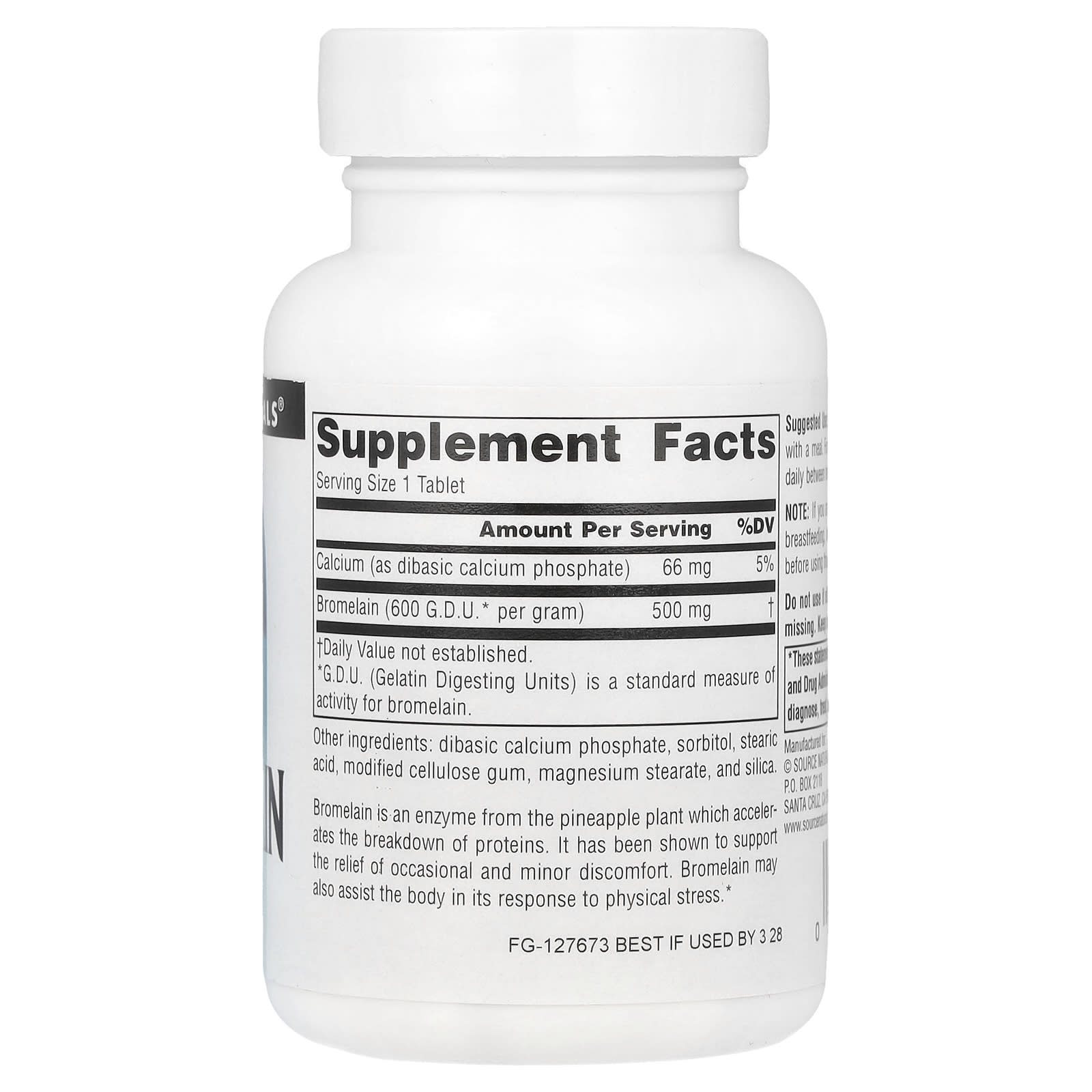 Source Naturals, Bromelain 600 GDU/g, 60 Tablets - Image 2