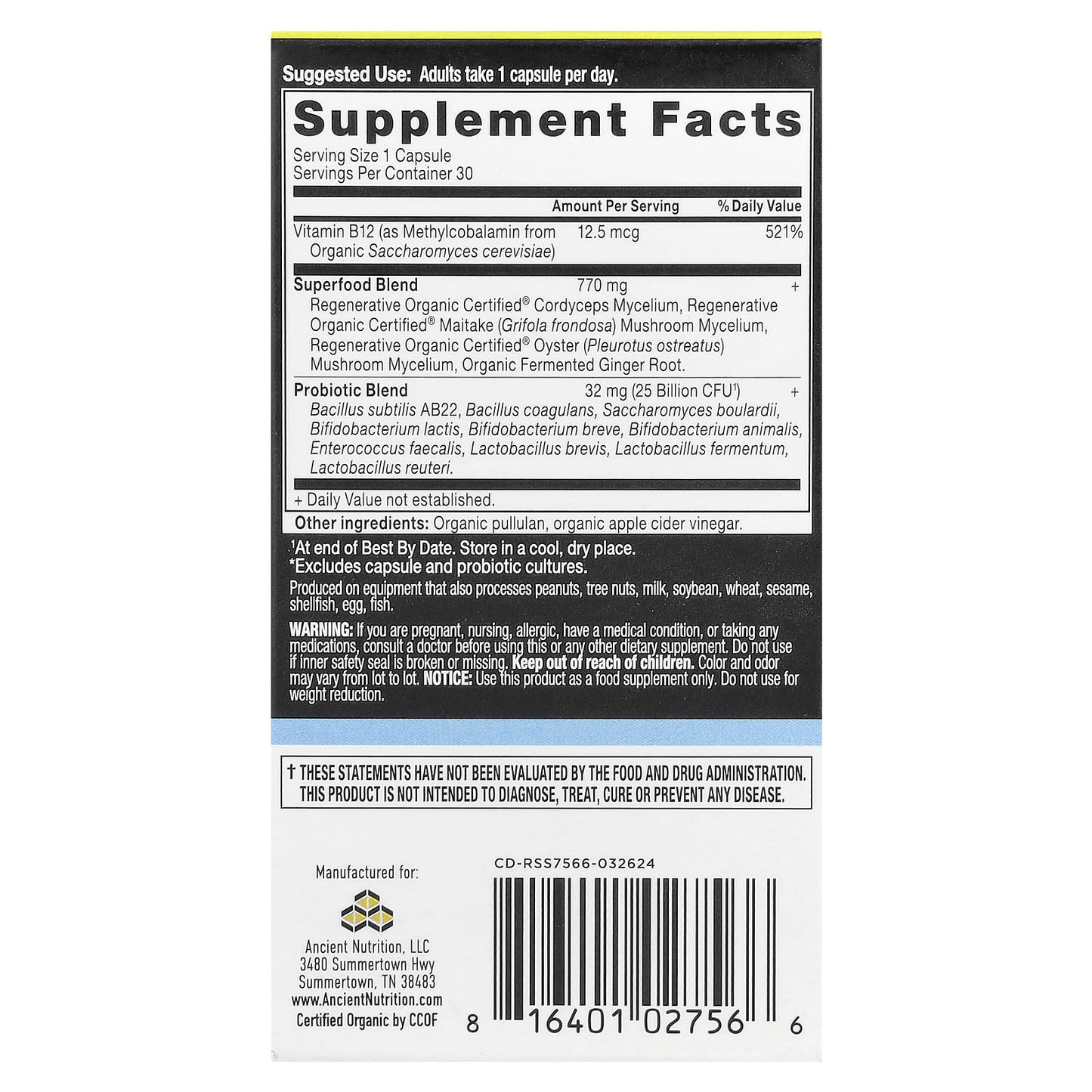 Ancient Nutrition, USDA Organic Probiotics for Healthy Digestion & Immune System - Image 2