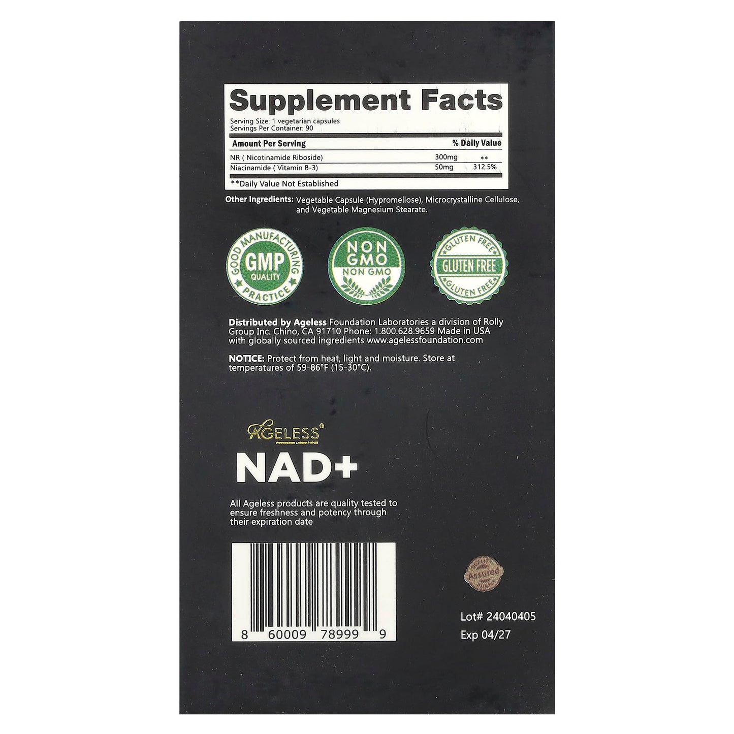 Boost NAD+ Levels with Ageless Foundation Laboratories - 90 Capsules - Image 2