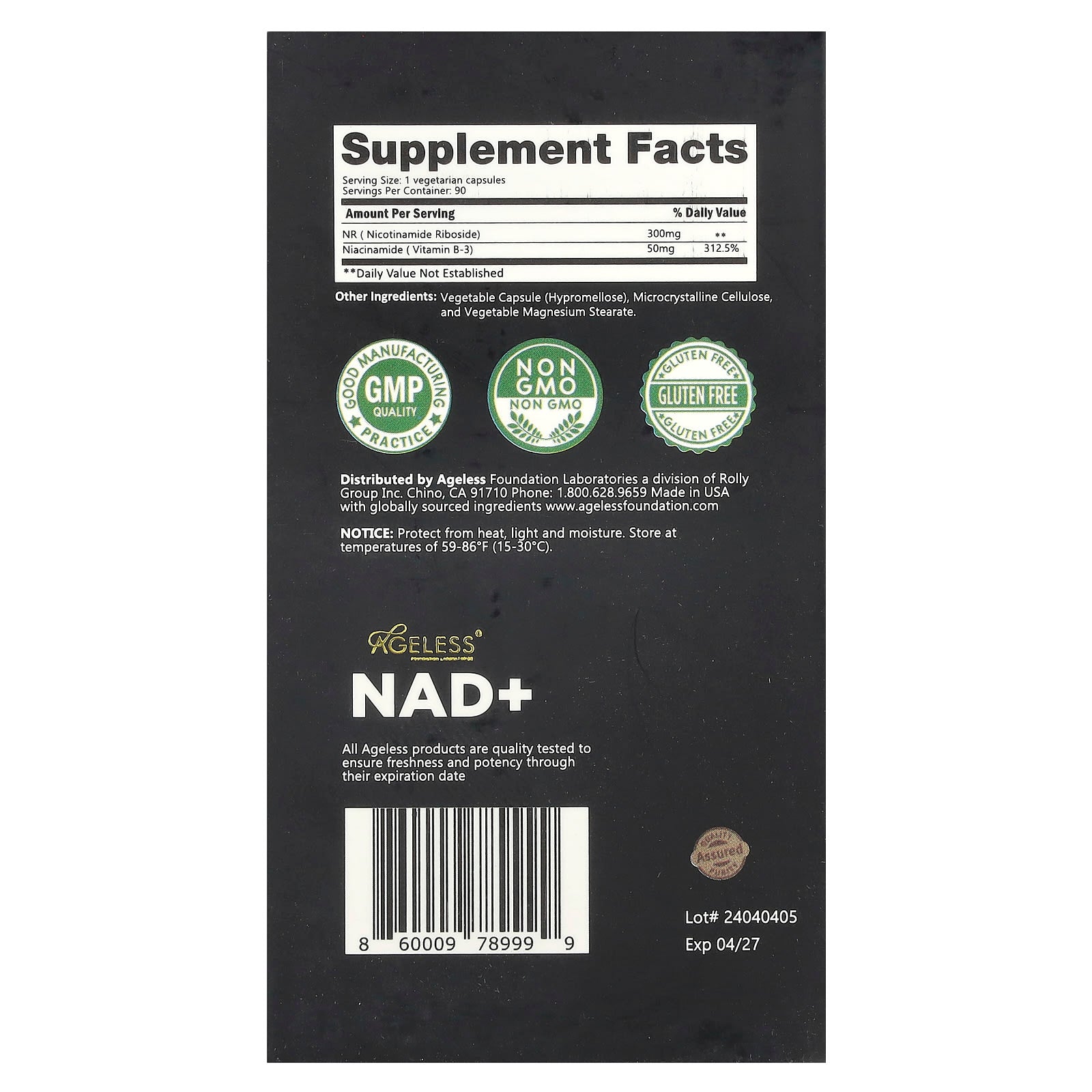 Boost NAD+ Levels with Ageless Foundation Laboratories - 90 Capsules - Image 2