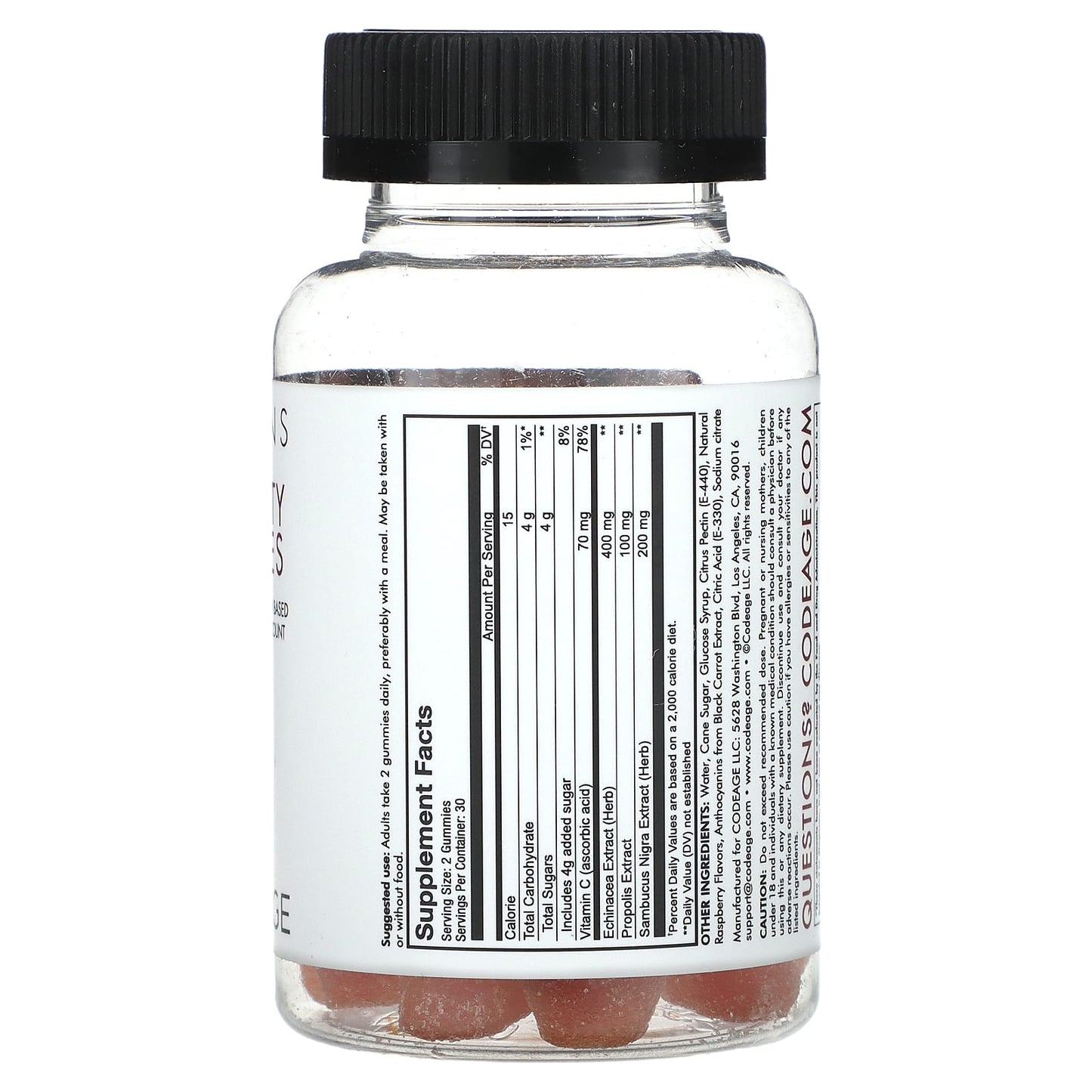 Boost Immunity with CodeAge Raspberry Vitamins Gummies - Vegan & Non-GMO - Image 2