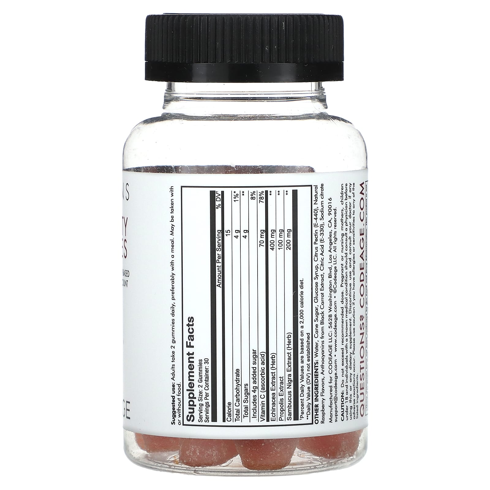 Boost Immunity with CodeAge Raspberry Vitamins Gummies - Vegan & Non-GMO - Image 2