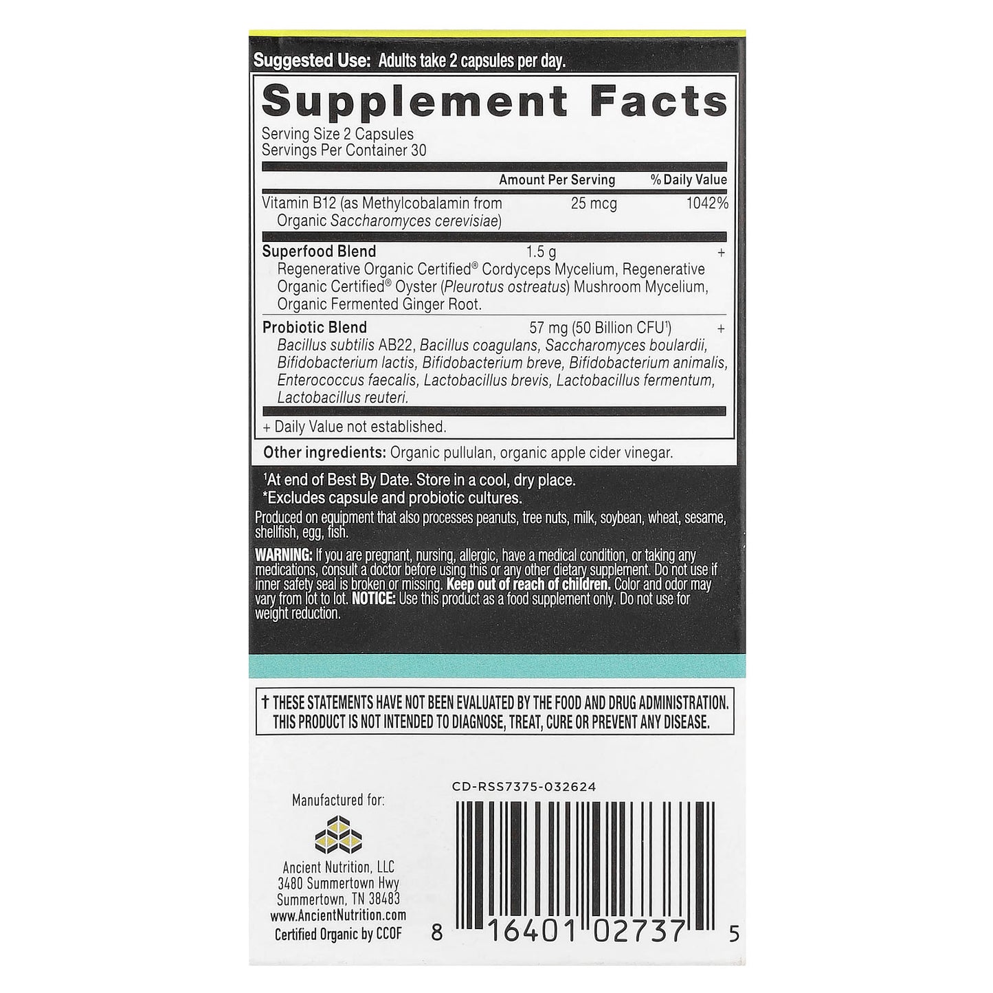 Ancient Nutrition Metabolism Support Probiotics - 60 Capsules - Image 2