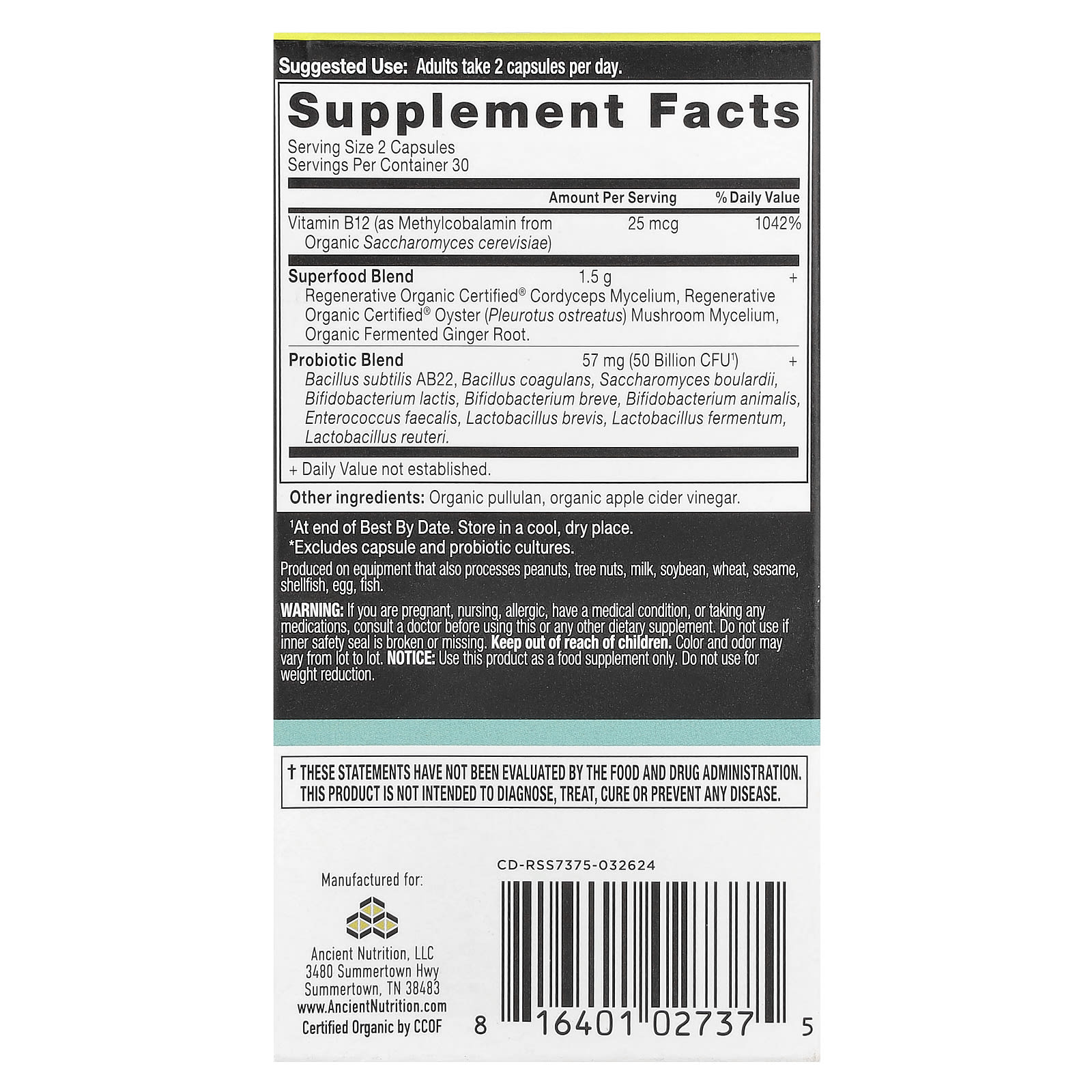 Ancient Nutrition Metabolism Support Probiotics - 60 Capsules - Image 2