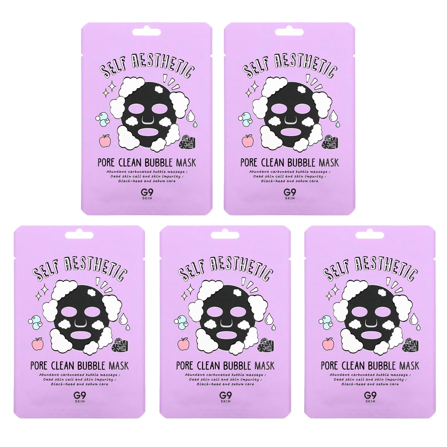 G9skin Pore Clean Bubble Mask, 5 Sheets, Blackhead & Sebum Care - Image 1