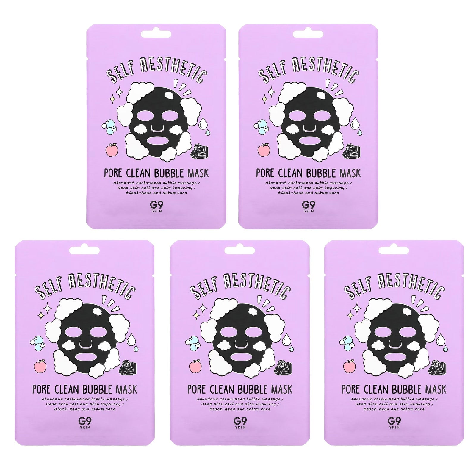 G9skin Pore Clean Bubble Mask, 5 Sheets, Blackhead & Sebum Care - Image 1