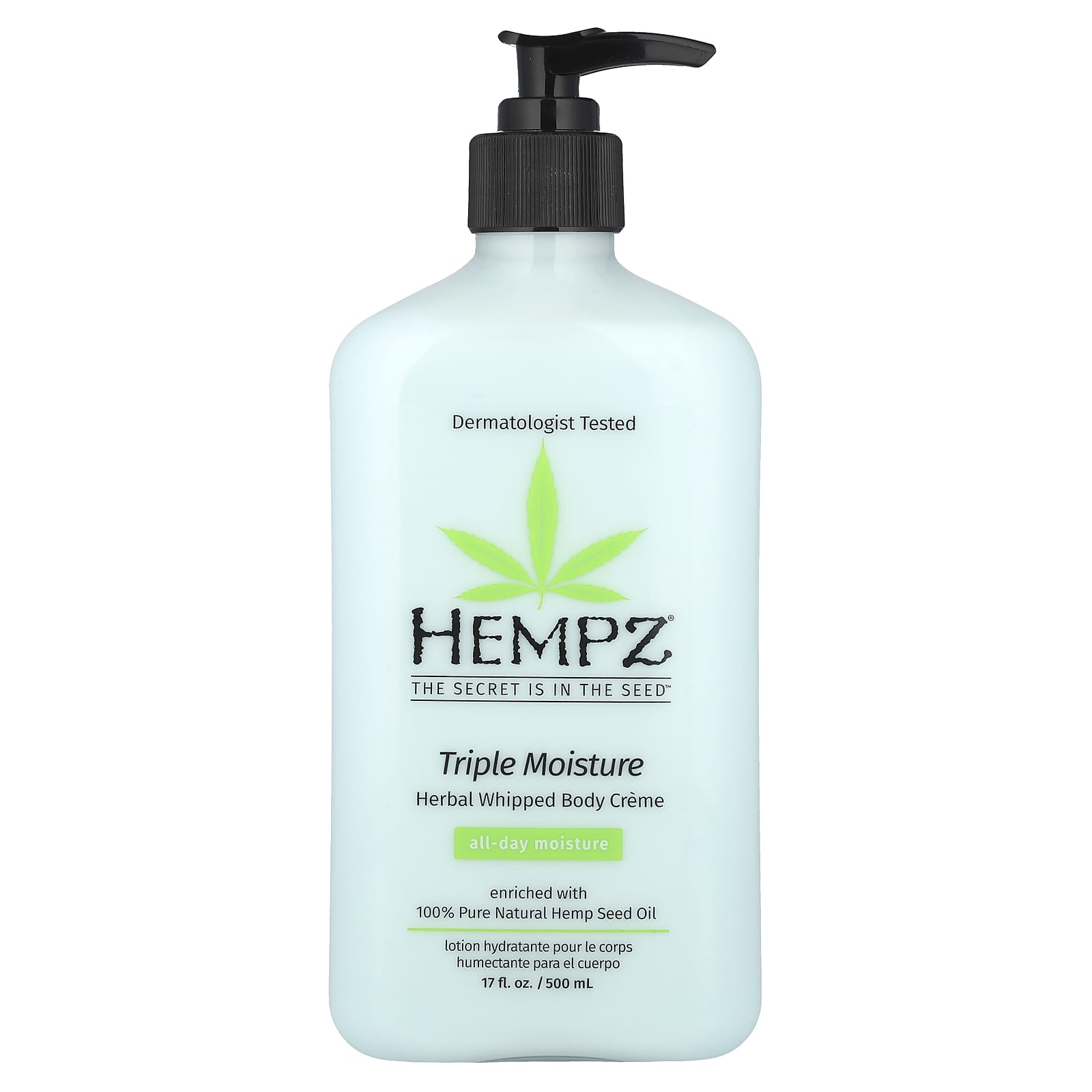 Hempz Triple Moisture Herbal Whipped Body Creme, 17 fl oz - Natural Skin Moisturizer - Image 1