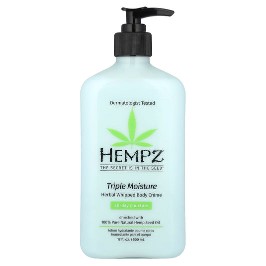 Hempz Triple Moisture Herbal Whipped Body Creme, 17 fl oz - Natural Skin Moisturizer - Image 1