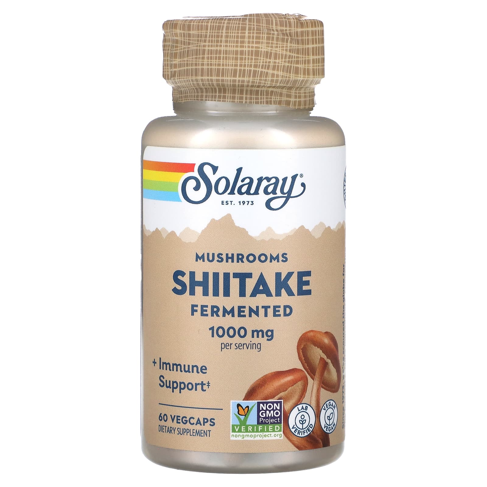 Solaray, Fermented Shiitake Mushrooms, 60 VegCaps (500 mg per Capsule) - Image 1