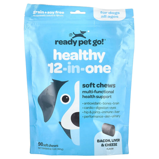 Ready Pet Go, Healthy 12-In-One, For Dogs, All Ages, Bacon, Liver & Cheese, 90 Soft Chews, 12.7 oz (360 g) - Image 1