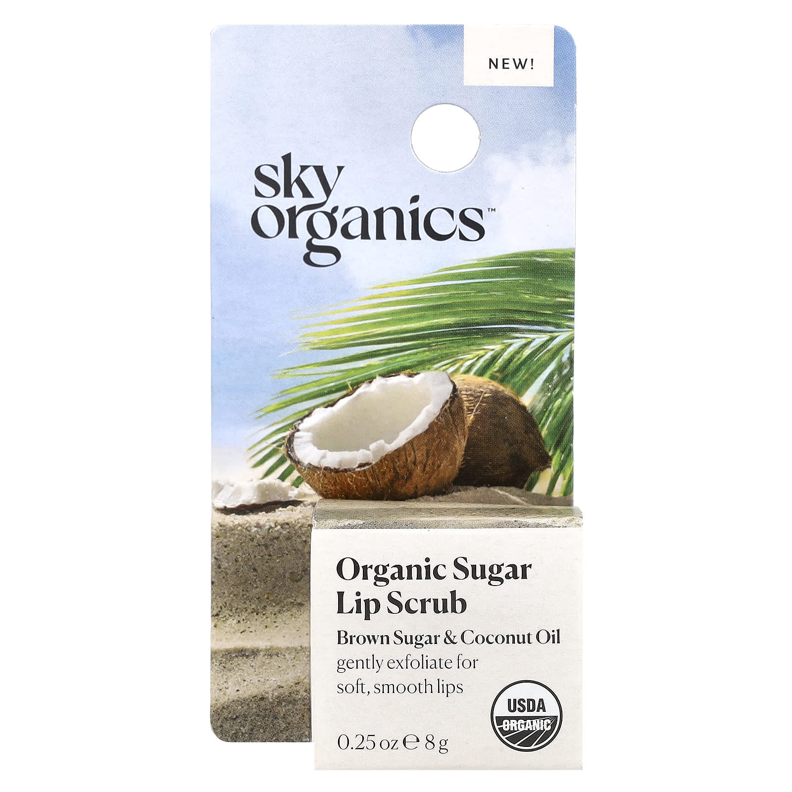 Sky Organics, Organic Sugar Lip Scrub, Brown Sugar & Coconut Oil, 0.25 oz (8 g) - Image 2