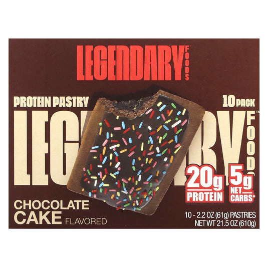 Legendary Foods, Protein Pastry, Chocolate Cake, 10 Pack, 2.2 oz (61 g) Each - Image 1
