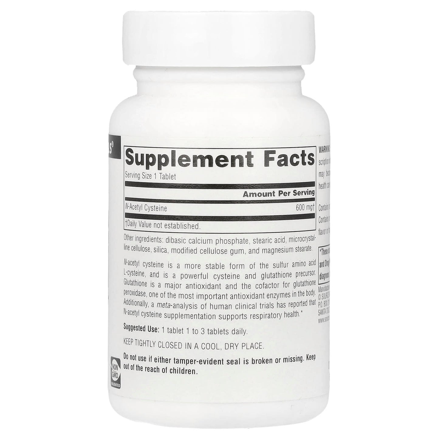 Source Naturals, N-Acetyl Cysteine, 600 mg, 60 Tablets - Image 2